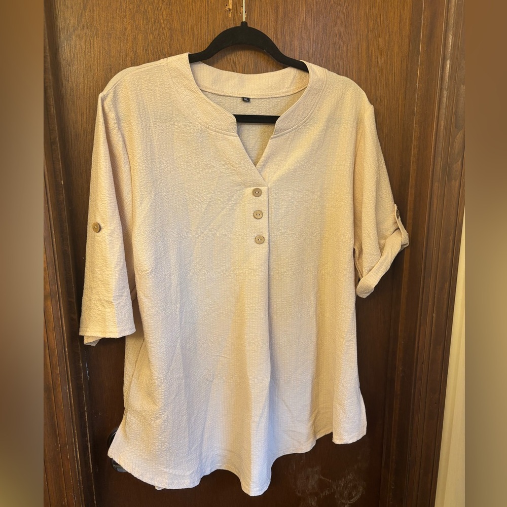 Elegant Cream Button-Up Women's Top and pants set size 1 X